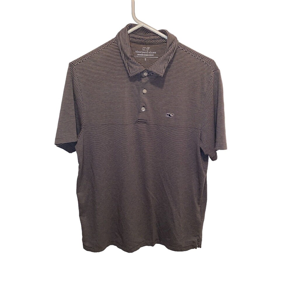 Vineyard Vines Edgartown Polo Shirt Mens Small Gray Striped Short Sleeve
